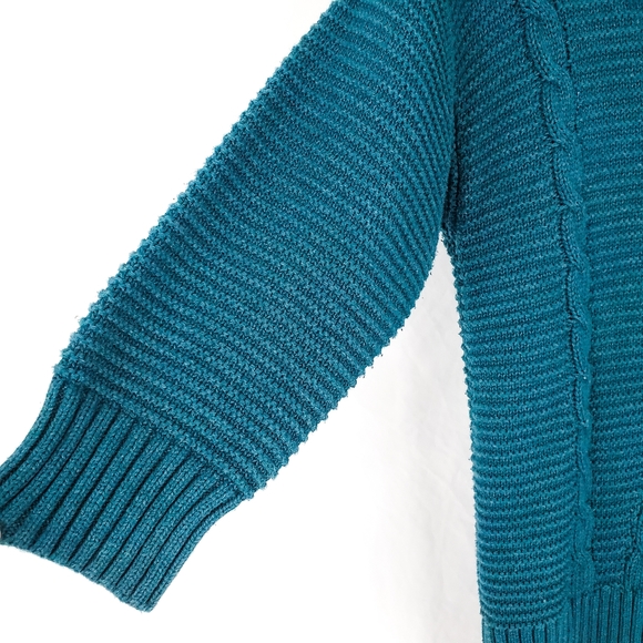 DKNY Jeans Teal Blue Cable Knit Sweater Small - Picture 7 of 8